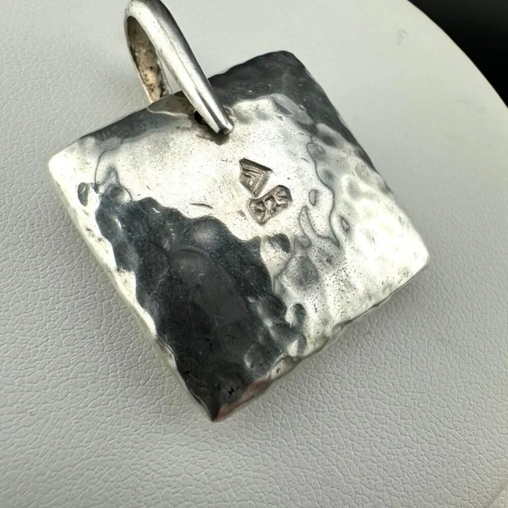 Silpada Hammered Puffy Square Pendant S1118 - Picture 4 of 5